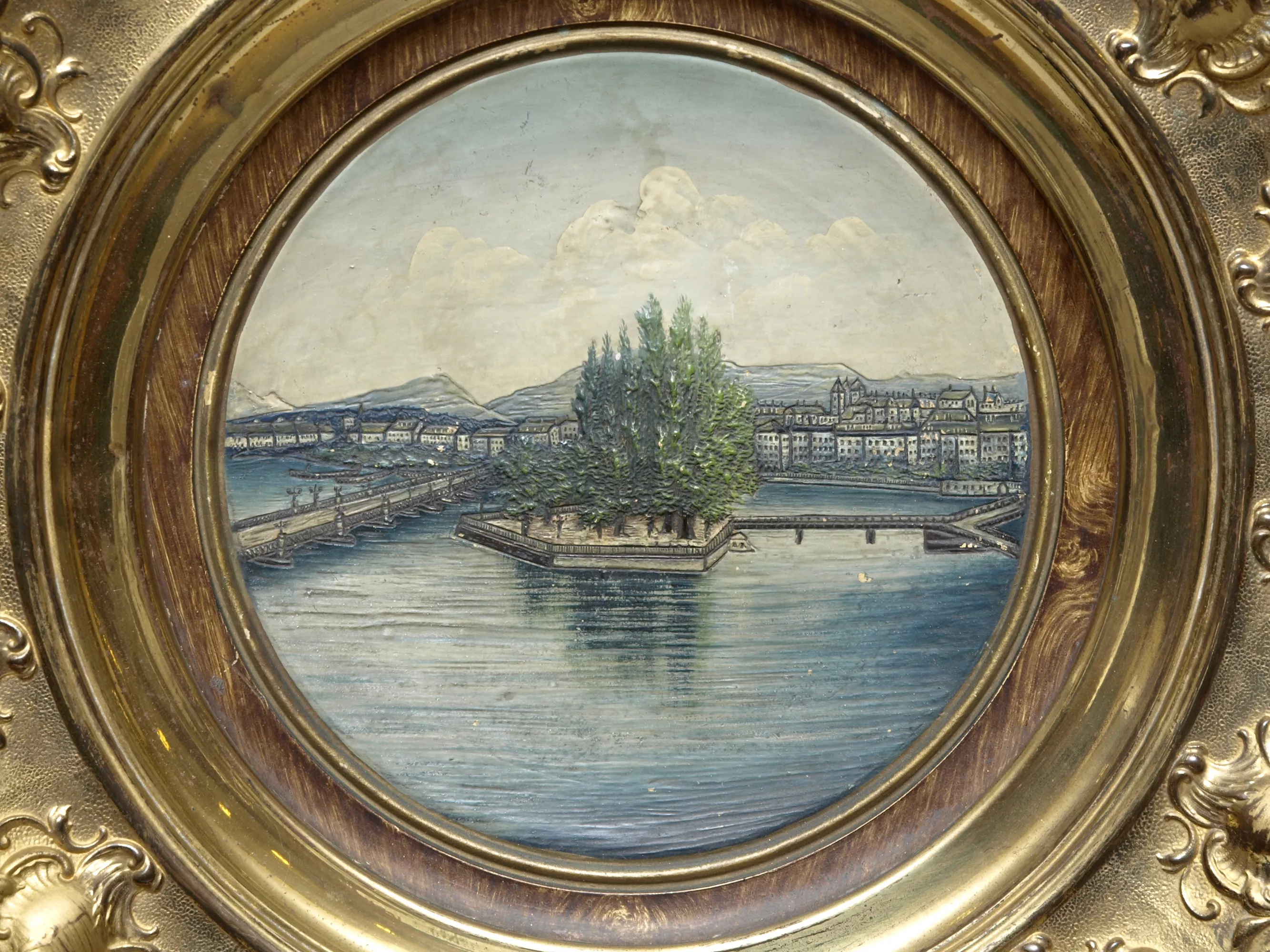 Wandteller mit historischer Ansicht von Genf