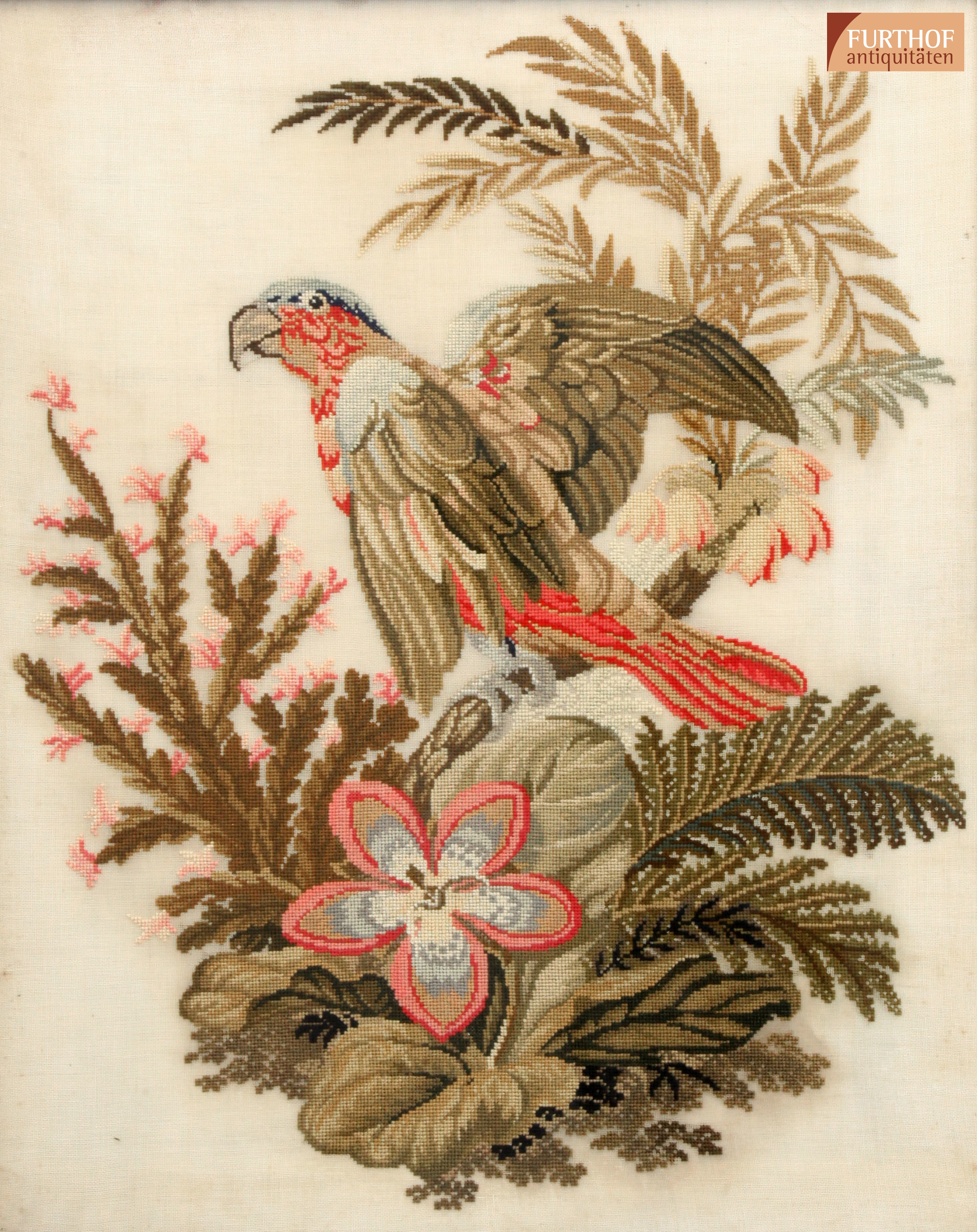 Biedermeierrahmen mit Stickbild von 1825