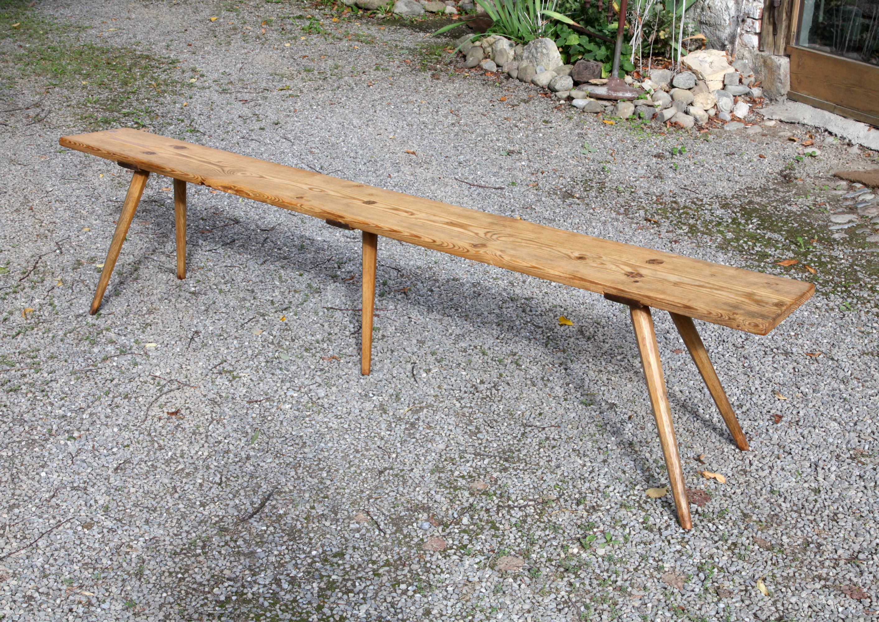 Antike Stabellenbank, Länge 231cm, geölte Oberfläche, 19. Jahrhundert