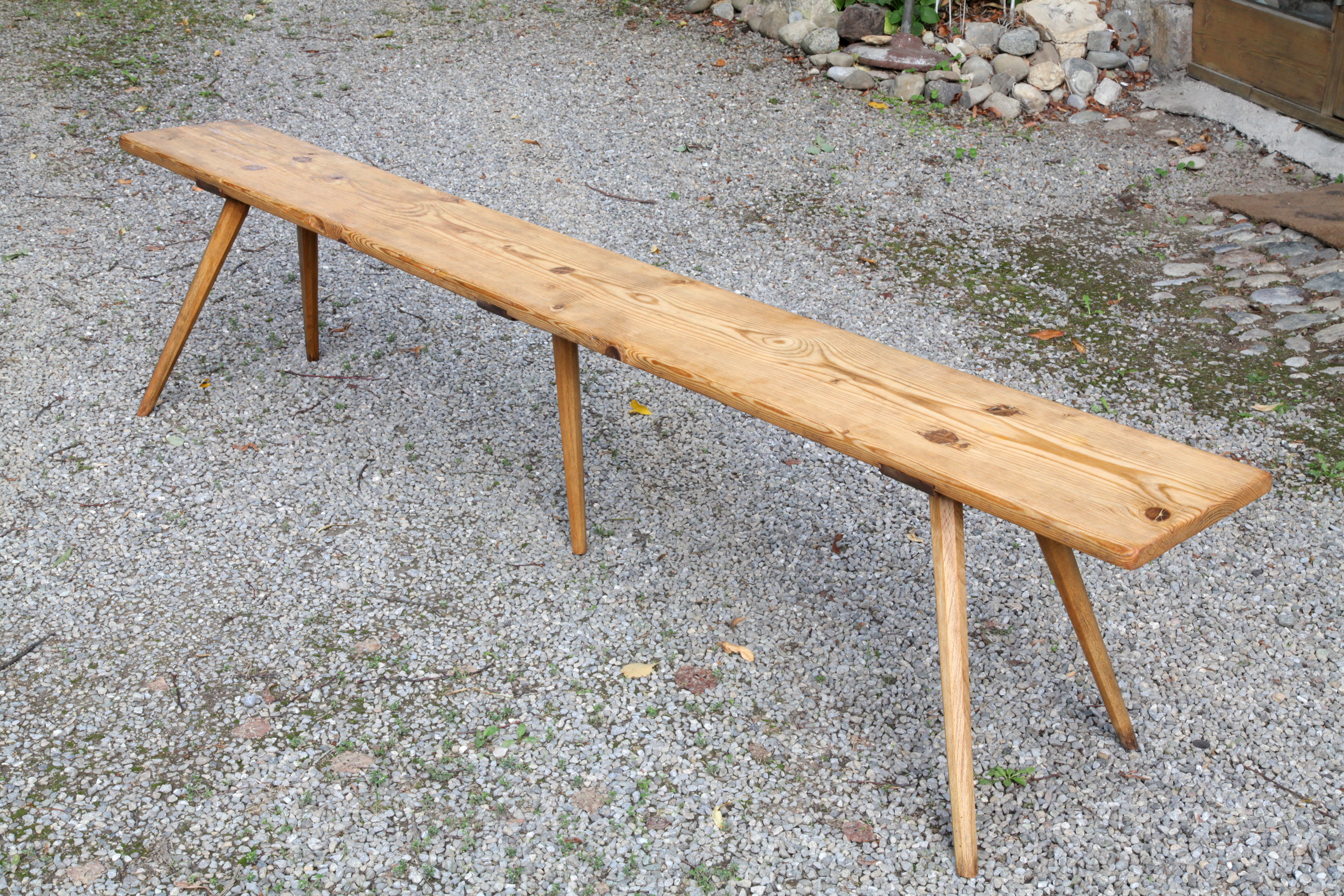 Antike Stabellenbank, Länge 231cm, geölte Oberfläche, 19. Jahrhundert