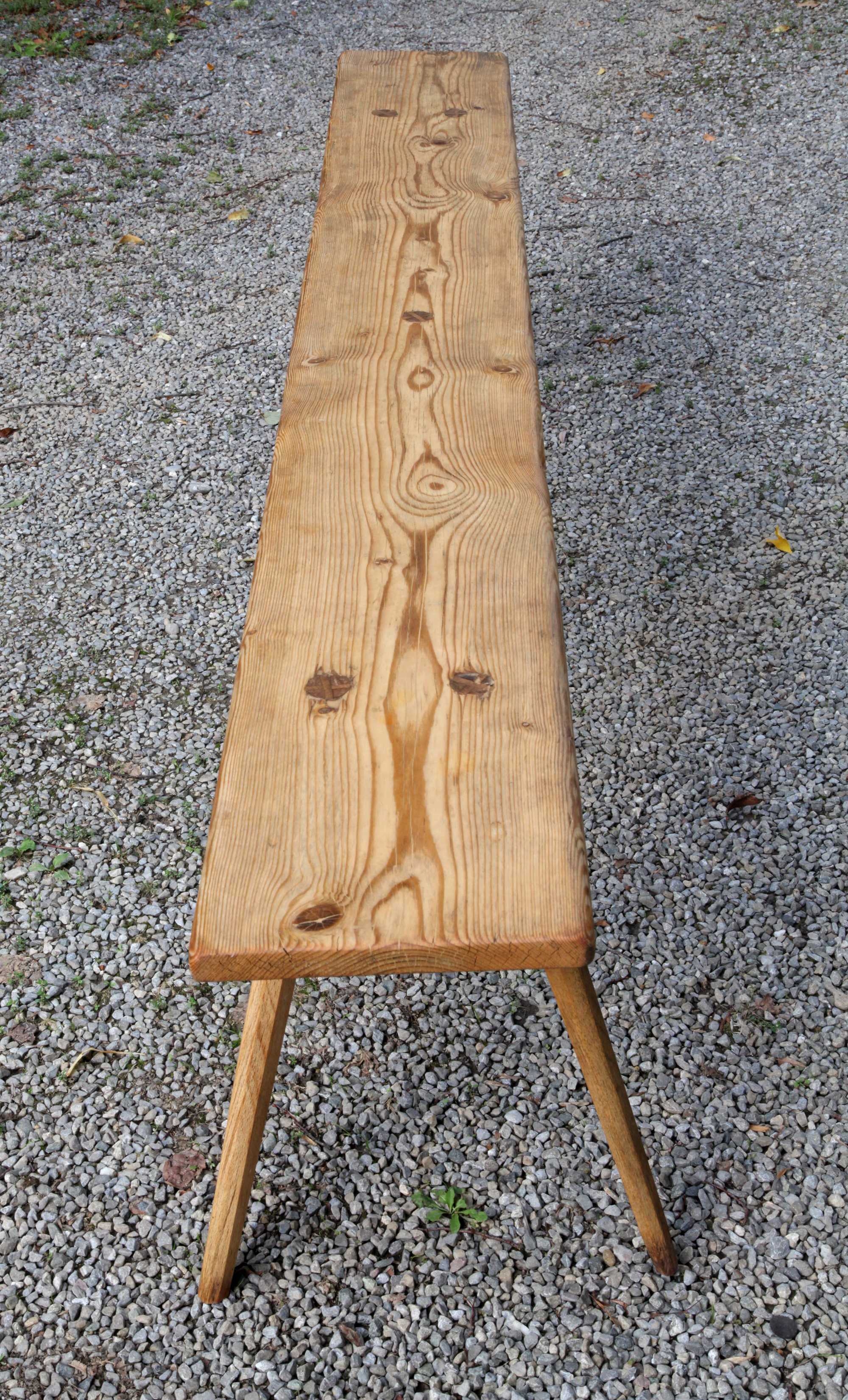 Antike Stabellenbank, Länge 231cm, geölte Oberfläche, 19. Jahrhundert